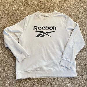 Reebok Logo Crewneck Sweater, Women’s 2X, White & Black Workout Gym Cotton Blend